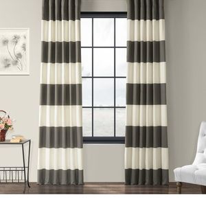 1 Curtain panel Grey/Off White stripe.  120L x 50W